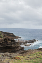 Fototapeta na wymiar hawaiian island oahu road tropical island coastline