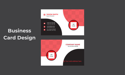 Double-sided creative business card design template with red and black color.