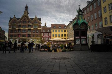crowded square in copenhagen downtown