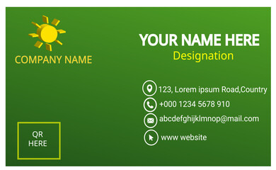 Beautiful business card design in green, white and yellow color.