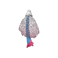 Fantastic magic mushroom or hallucinogenic toadstool fungus vector isolated.