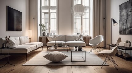 Modern luxury home interor, minimalistic design. AI generated