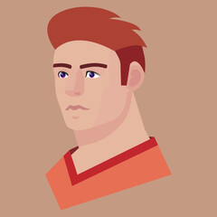 man's face on a colored background in flat style