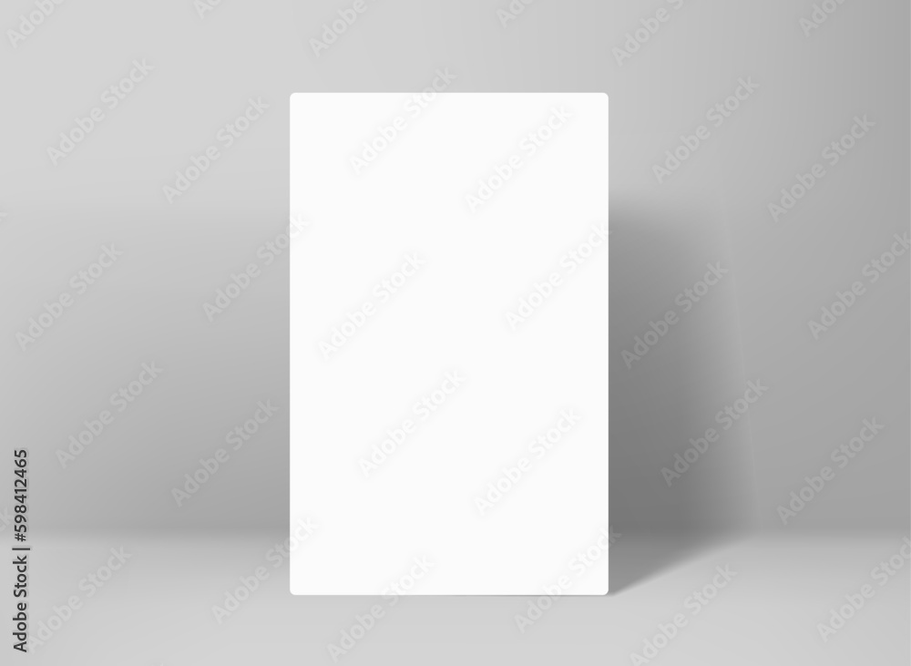 Poster white vertical business card template. 3d vector mockup for branding