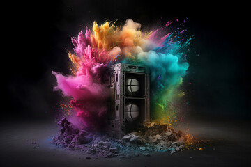 Multicolor explosion of a tech machine