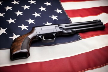 illustration, shotgun and american flag, ai generative