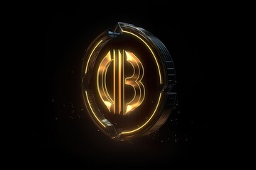 crypto logo in 3D element with different lighting and camera angles and dynamic lighting