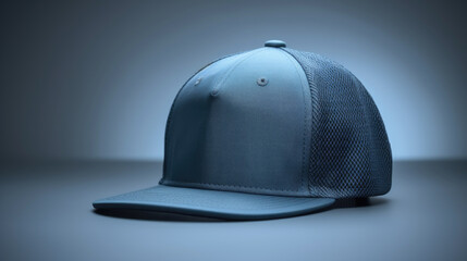 Blue baseball cap on a grey background. Mock up design. - obrazy, fototapety, plakaty