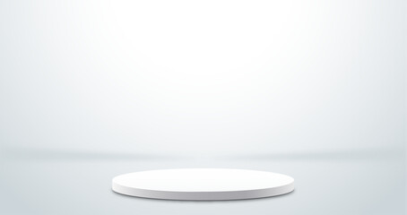 Realistic 3d cylinder pedestal podium. Abstract vector rendering geometric forms. Pastel minimal scene. Stage for showcase, Product display