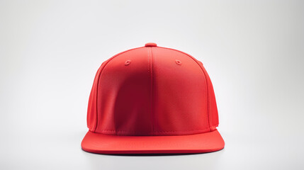 Fototapeta premium Red snapback on a grey background. Mock up design.