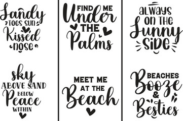 Summer Beach Quotes SVG T-Shirt Design Bundle