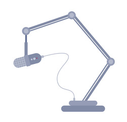 Adjustable stand with microphone semi flat color vector object. Podcast equipment. Editable icon. Full sized element on white. Simple cartoon spot illustration for web graphic design and animation