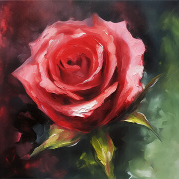 Red rose painting styled illustrations created with Generative AI