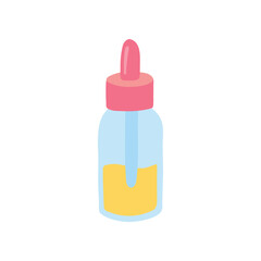 Cartoon Color Aromatherapy Concept Dropper Essential Aromatic Oil Bottle Flat Design Style . Vector illustration