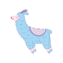 Cartoon Color Character Doodle Watching Llama Flat Design Style. Vector illustration of Curiosity Concept Mascot
