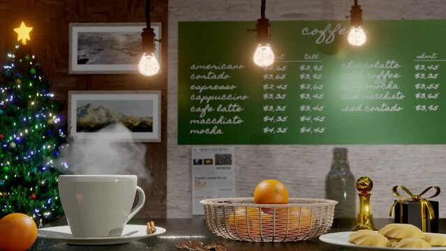 cafe cristmas with coffee and sweets. long duration version. 
