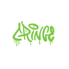 Cringe - 90s style graffiti lettering text. y2k street art typography. Vector illustration. Inscription for t shirts, posters, cards. - obrazy, fototapety, plakaty