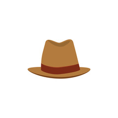 Classic hat, flat vector illustration isolated on white background.