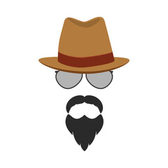 Spy detective mask elements, vector illustration isolated on white background.