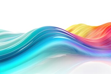 Abstract iridescent holographic wave on isolated background. Liquid fluid colorful line, dynamic motion background