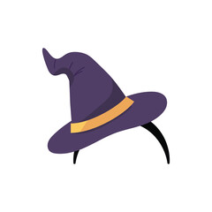 Headband with purple witch hat flat style, vector illustration