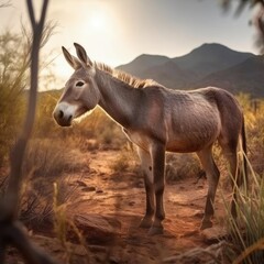 Obraz na płótnie Canvas Donkey in natural habitat (generative AI)