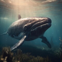 Fototapeta premium Whale in natural habitat (generative AI)