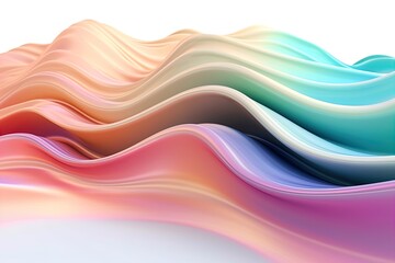 Fototapeta premium Abstract iridescent holographic wave on isolated background. Liquid fluid colorful line, dynamic motion background