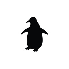 Silhouette of arctic or polar penguin black outline vector illustration isolated.
