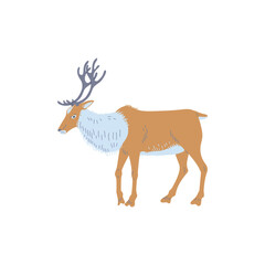 Standing reindeer arctic animal side view flat style