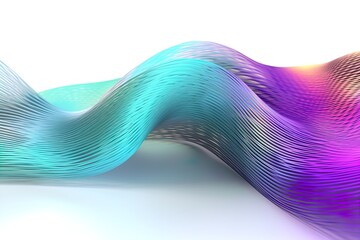 Abstract iridescent holographic wave on isolated background. Liquid fluid colorful line, dynamic motion background