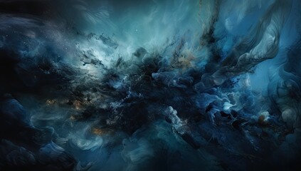 Naklejka na ściany i meble a blue painting with a black background Generative AI
