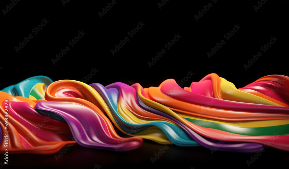Poster abstract modern spectrum multicolored texture, wallpaper with wavy layers and ruffles. ai generative