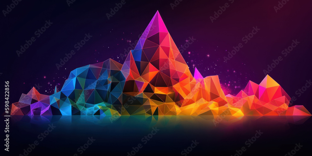 Poster abstract colorful spectrum digital data social network communication background. polygonal structure