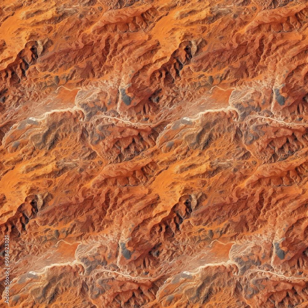 Aufkleber top view mars planet surface with hills. ai generative illustration.