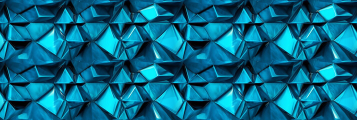 Blue glossy triangles and pyramids, for landing pages. AI generative illustration.