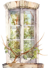 vintage window frame watercolor