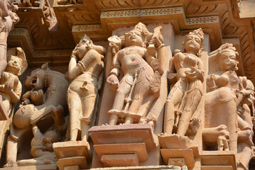 Khajuraho Group of Monuments are a group of Hindu and Jain temples famous for their nagara-style architectural symbolism and a few erotic sculptures