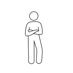 Person is standing with arms crossed, contour