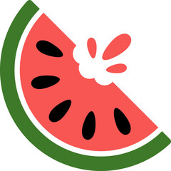 Slice of watermelon with bite missing