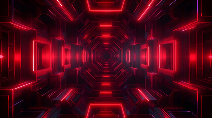 Fototapeta premium abstract geometric neon tunnel background ,generative ai