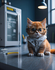 Lovely and cute pets as a doctor