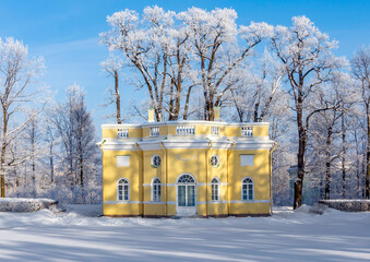 Upper bath in Catherine park in winter, Tsarskoe Selo (Pushkin), Saint Petersburg, Russia