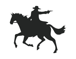 Cowboy or bandit from western contour silhouette vector illustration isolated.