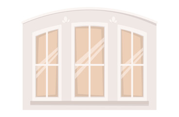 Old vintage white classic window frame. Flat style isolated vector illustration.