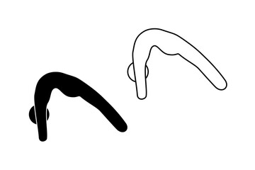 Wheel pose with straight legs of a people