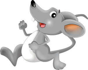 cartoon happy scene with cheerful smiling mouse on white background illustration for kids