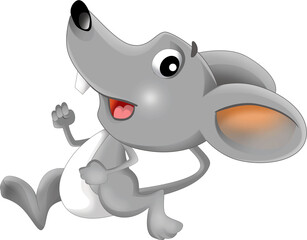 cartoon happy scene with cheerful smiling mouse on white background illustration for kids