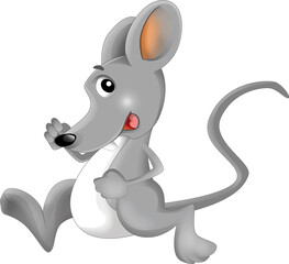 cartoon happy scene with cheerful smiling mouse on white background illustration for kids