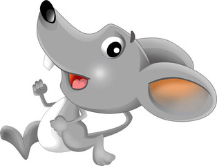 cartoon happy scene with cheerful smiling mouse on white background illustration for kids